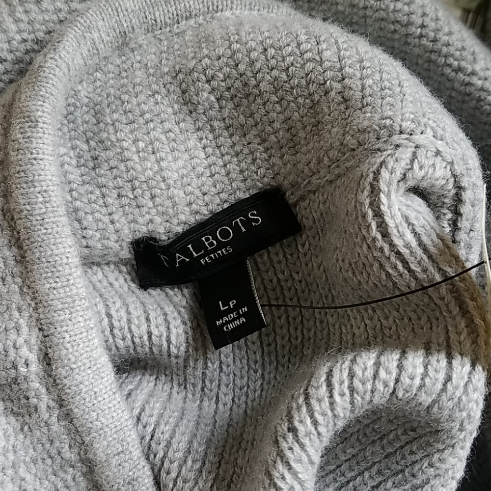 Talbots Lambswool Blend Sweater Grey Large Petite - Picture 6 of 9